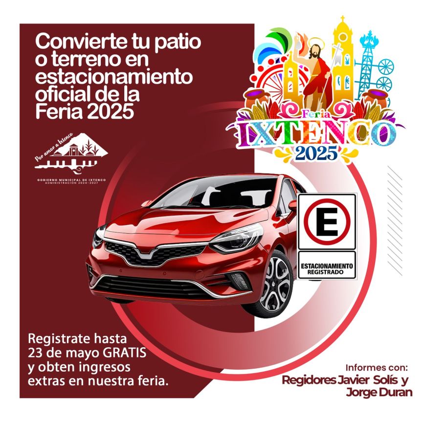 Ixtenco continua con el registro gratuito de estacionamientos particulares para la Feria Patronal&nbsp;2025