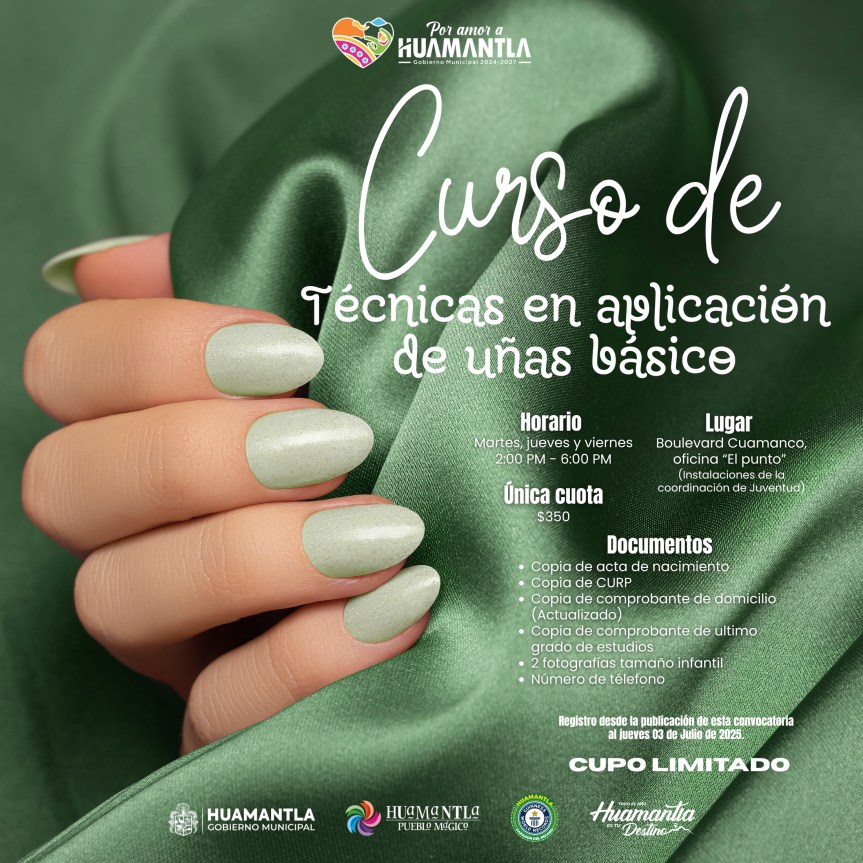 Invitan a jóvenes huamantlecos al curso básico de técnicas en aplicación de&nbsp;uñas