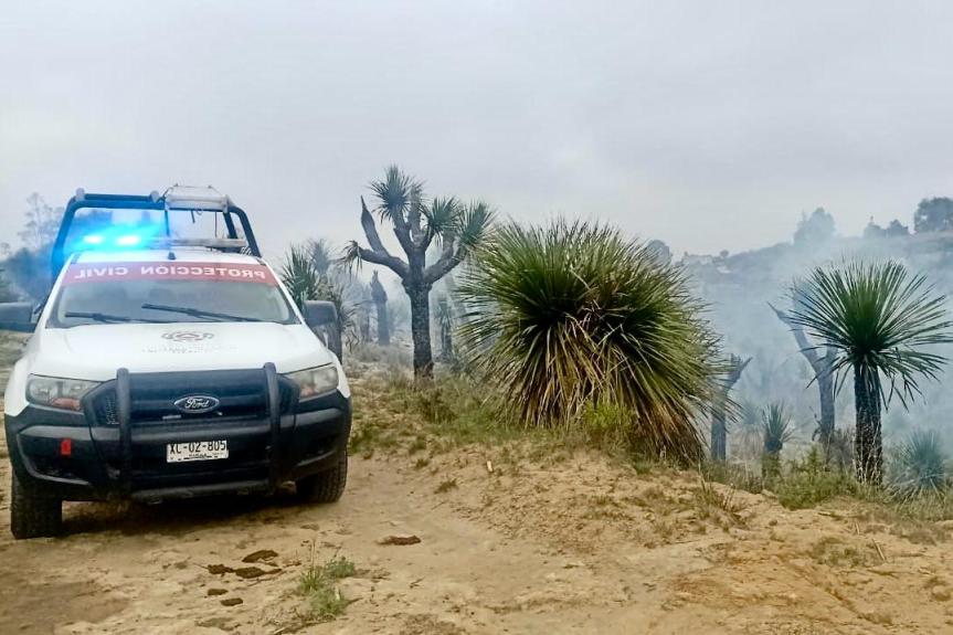 PROTECCIÓN CIVIL DE HUAMANTLA SUPERVISA QUEMA CONTROLADA DE PALMAS EN LA RANCHERÍA DE&nbsp;TORRES