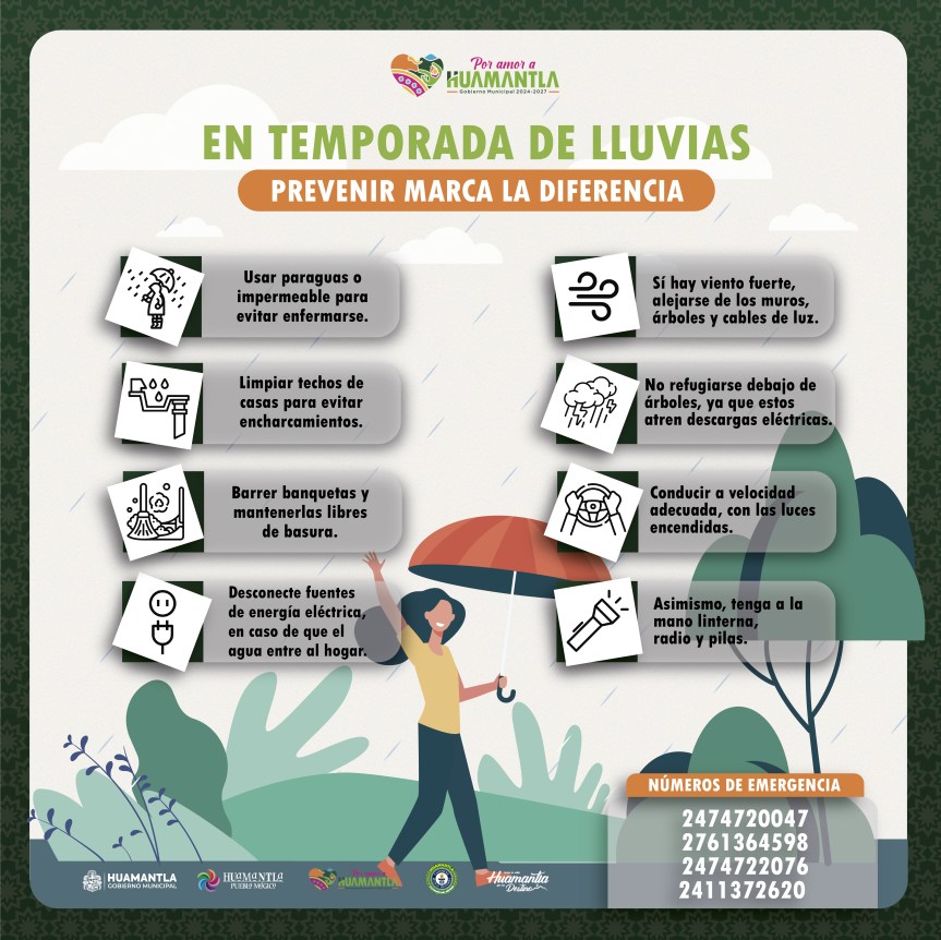 Gobierno de Huamantla emite recomendaciones preventivas ante temporada de&nbsp;lluvias