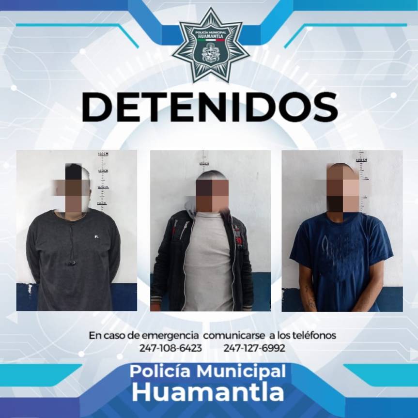 POLICÍA DE HUAMANTLA RETIRA DE LA VÍA PÚBLICA A TRES HOMBRES POR ALTERAR EL ORDEN Y CONSUMIR SUSTANCIAS&nbsp;NOCIVAS