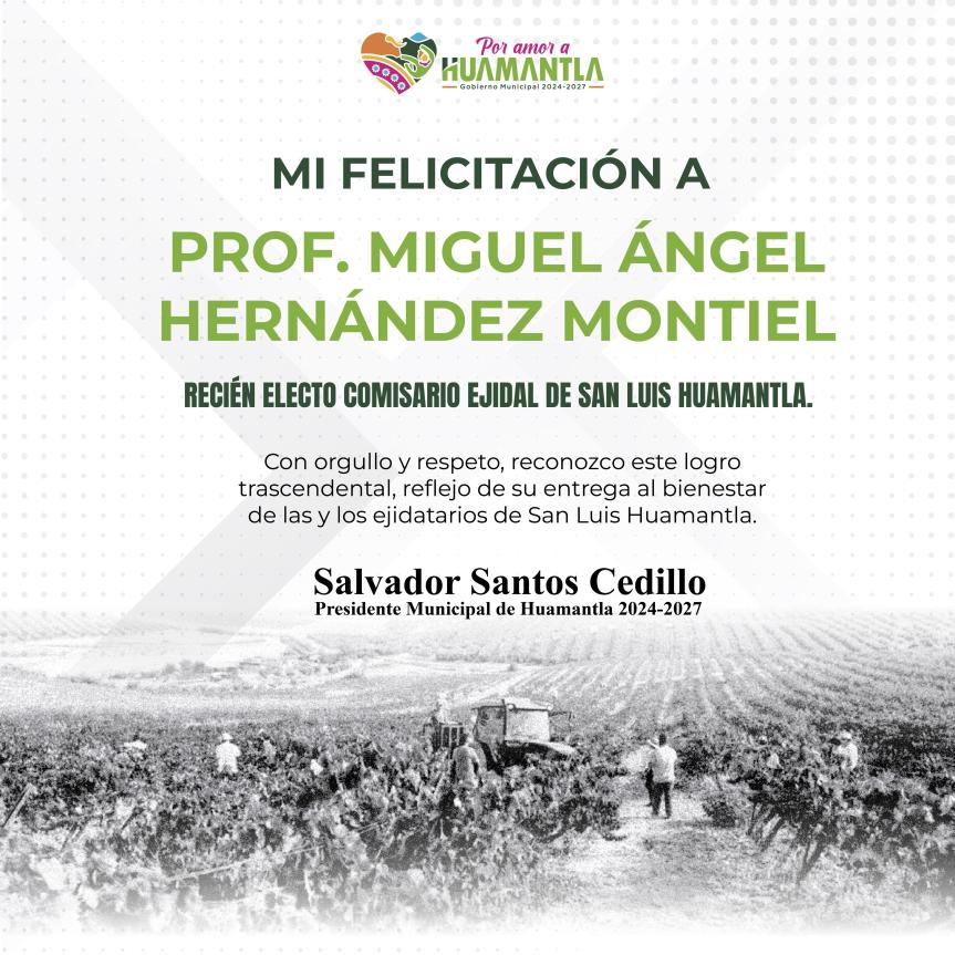 Salvador Santos felicita al nuevo comisariado ejidal de San Luis&nbsp;Huamantla