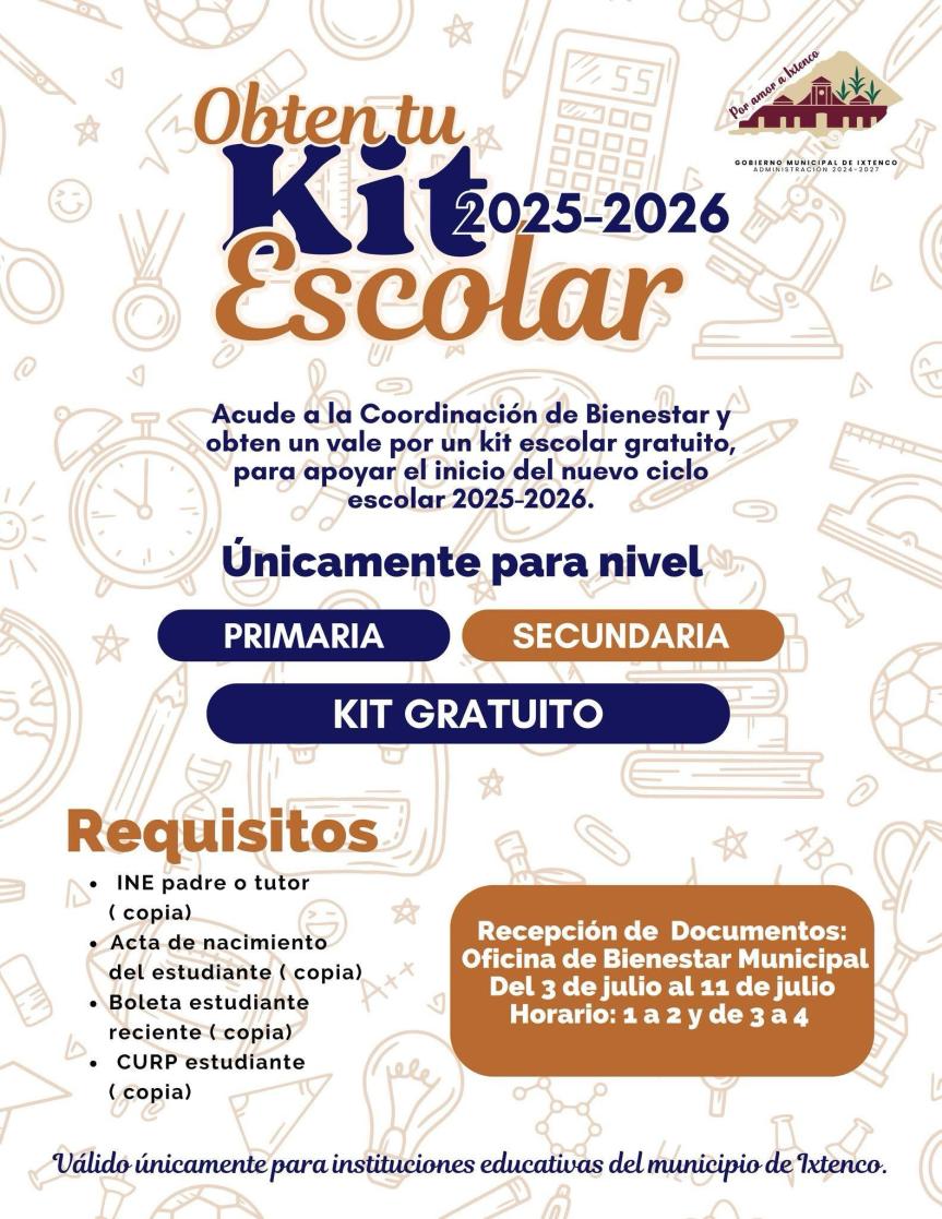 Por primera vez en la historia de Ixtenco, el gobierno municipal entregará kits escolares gratuitos a estudiantes de primaria y&nbsp;secundaria