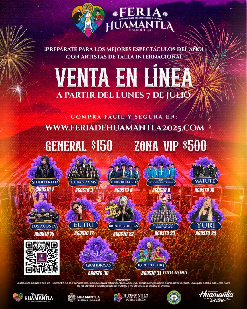 Inicia venta en línea de boletos para los espectáculos de la Feria Huamantla&nbsp;2025