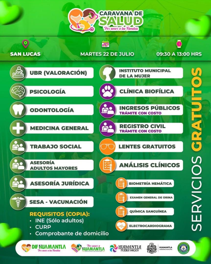 CARAVANA DE LA SALUD LLEGARÁ ESTE MARTES A SAN&nbsp;LUCAS