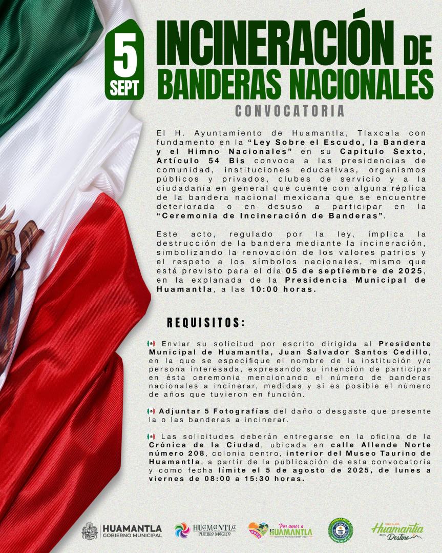 Huamantla prepara Ceremonia de Incineración de&nbsp;Banderas