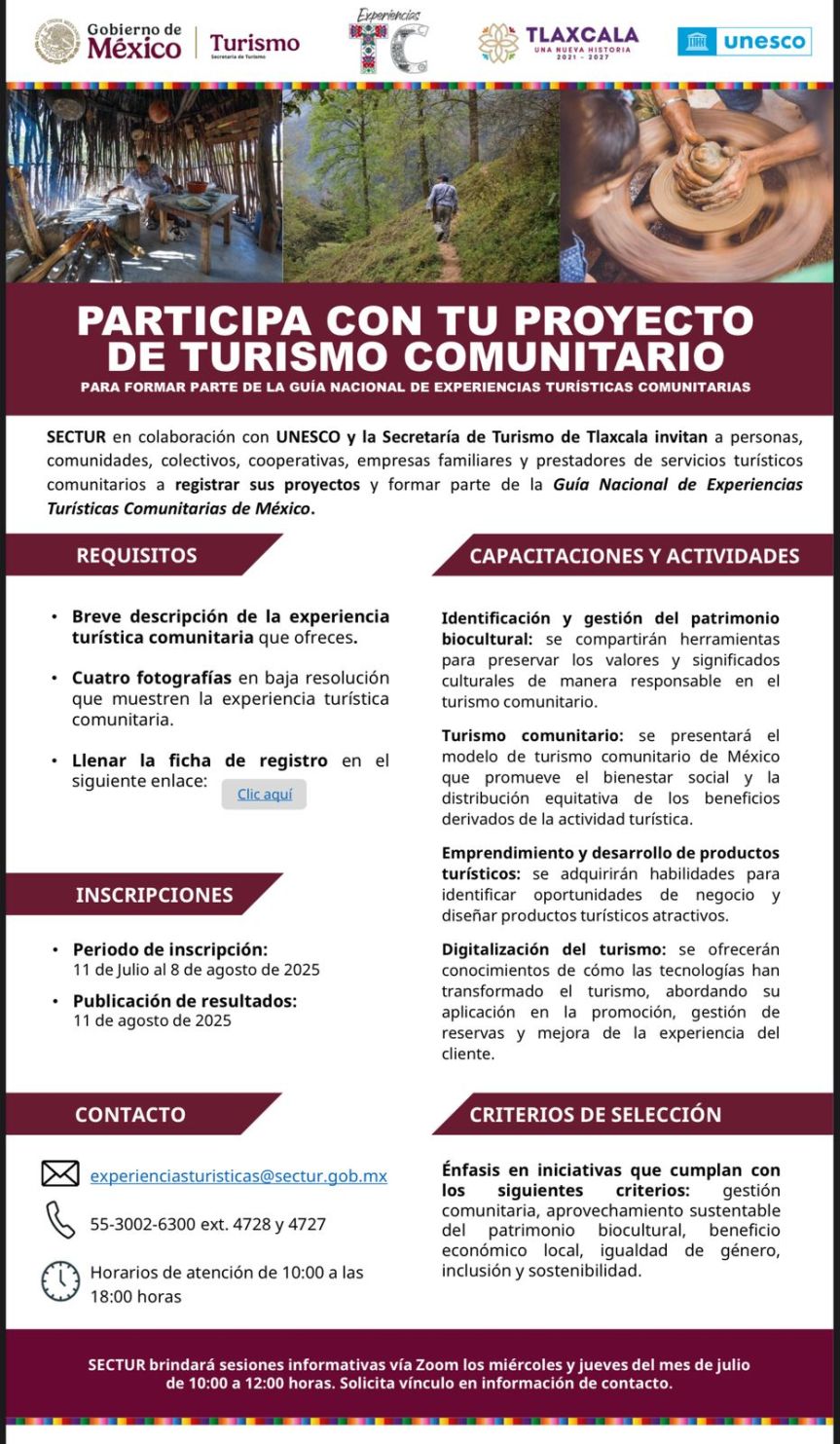 Gobierno Municipal de Ixtenco invita a registrar proyectos de turismo comunitario en la Guía Nacional de Experiencias&nbsp;Turísticas