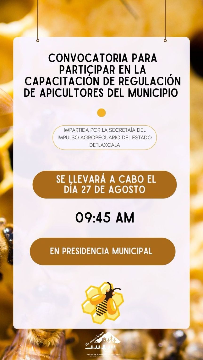 Ixtenco impulsa la capacitación de apicultores en coordinación con la Secretaría del Impulso&nbsp;Agropecuario