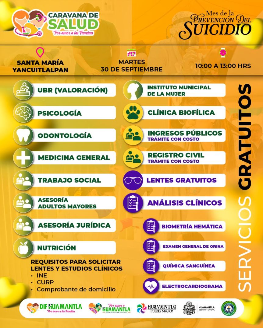 CARAVANA DE SALUD LLEGARÁ A SANTA MARÍA YANCUITLALPAN ESTE 30 DE&nbsp;SEPTIEMBRE