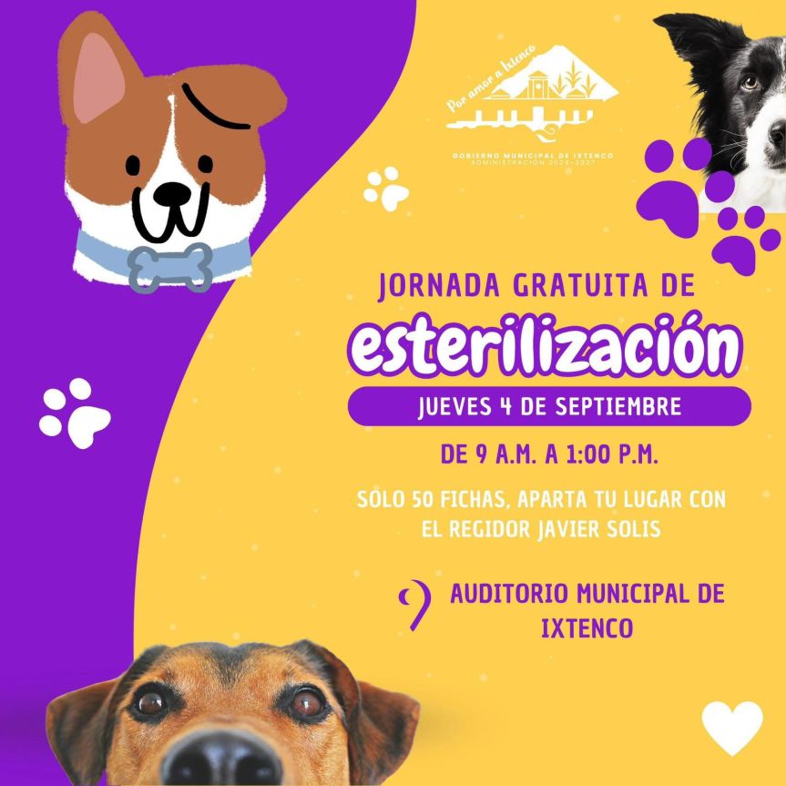 Ixtenco anuncia Jornada Gratuita de Esterilización para&nbsp;mascotas
