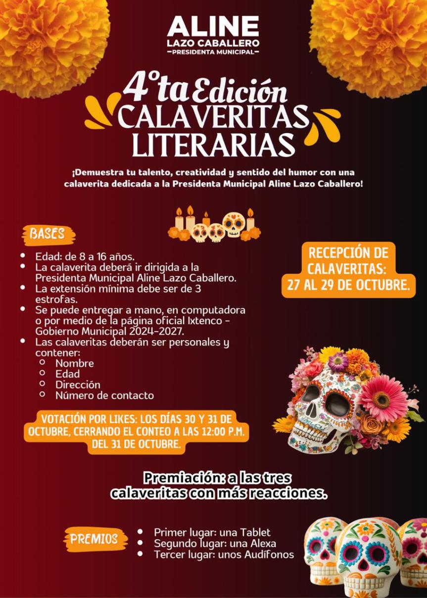 Aline Lazo Caballero lanza la 4ª Edición del Concurso de Calaveritas&nbsp;Literarias
