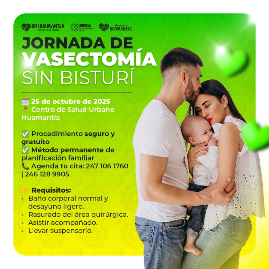 Jornada de Vasectomía sin Bisturí en Huamantla: un servicio gratuito y permanente para la salud de las&nbsp;familias