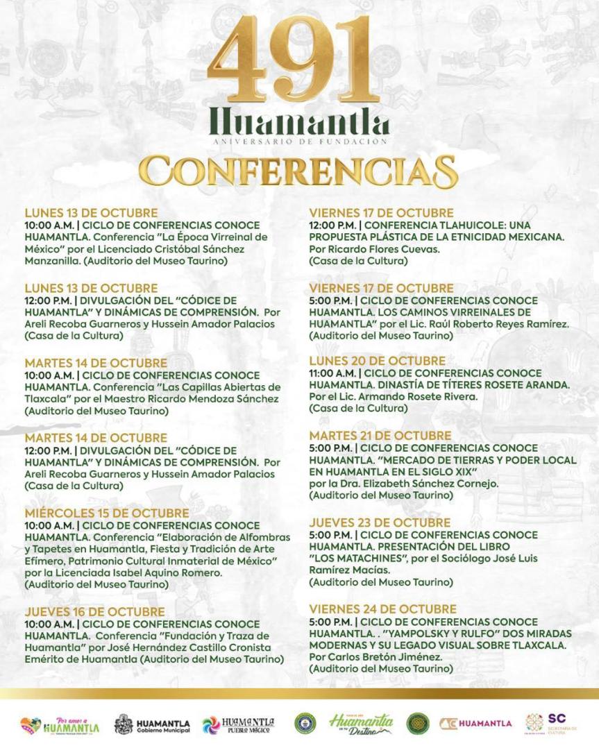 Huamantla celebra su 491 aniversario con un Ciclo de Conferencias que fortalece la identidad y el conocimiento histórico del&nbsp;municipio