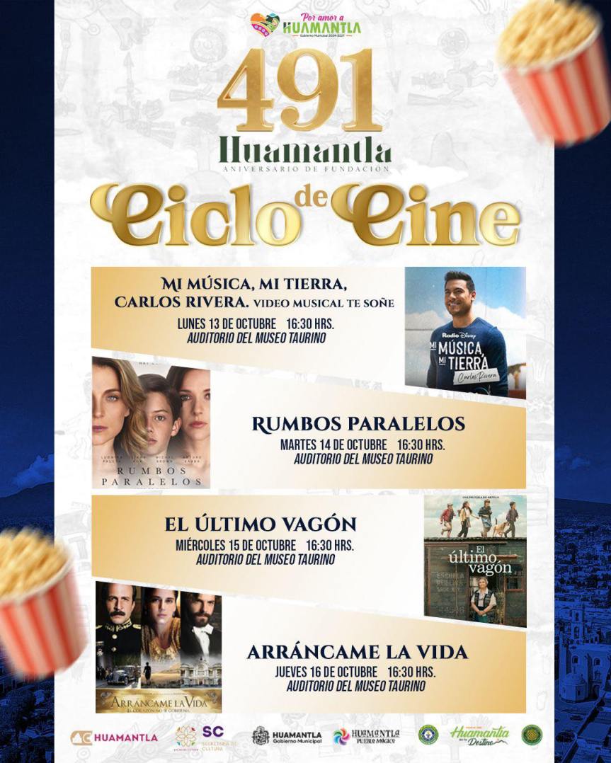 Huamantla invita al Ciclo de Cine en el marco del 491 aniversario de su&nbsp;fundación