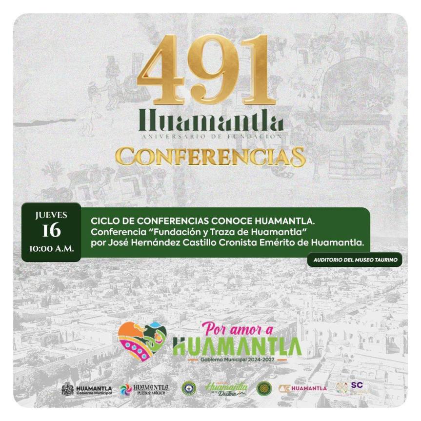 Continúan los ciclos de conferencias y cine en el marco del 491 aniversario de la fundación de&nbsp;Huamantla