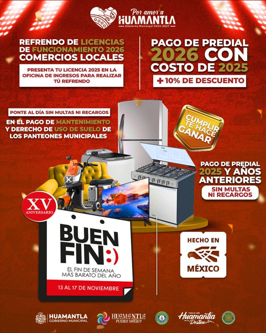 AYUNTAMIENTO DE HUAMANTLA INVITA A PARTICIPAR EN EL BUEN FIN 2025 CON DESCUENTOS Y PREMIOS PARA LA&nbsp;CIUDADANÍA
