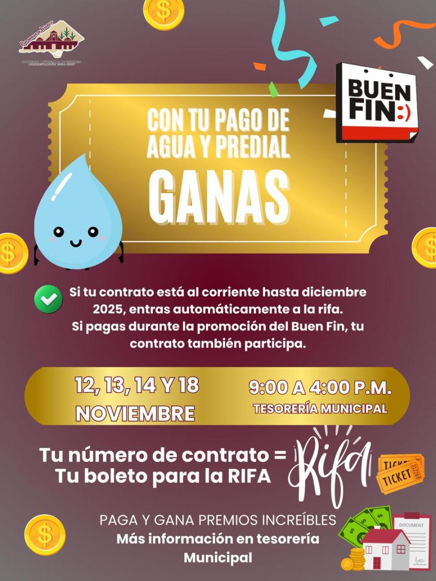El Gobierno de Ixtenco lanza la campaña del Buen Fin: “Paga tu agua o tu predial y gana fabulosos&nbsp;premios”