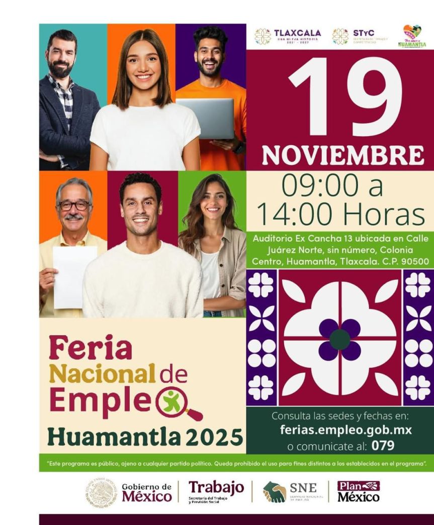 OPORTUNIDADES LABORALES LLEGAN A HUAMANTLA CON LA FERIA NACIONAL DE EMPLEO&nbsp;2025