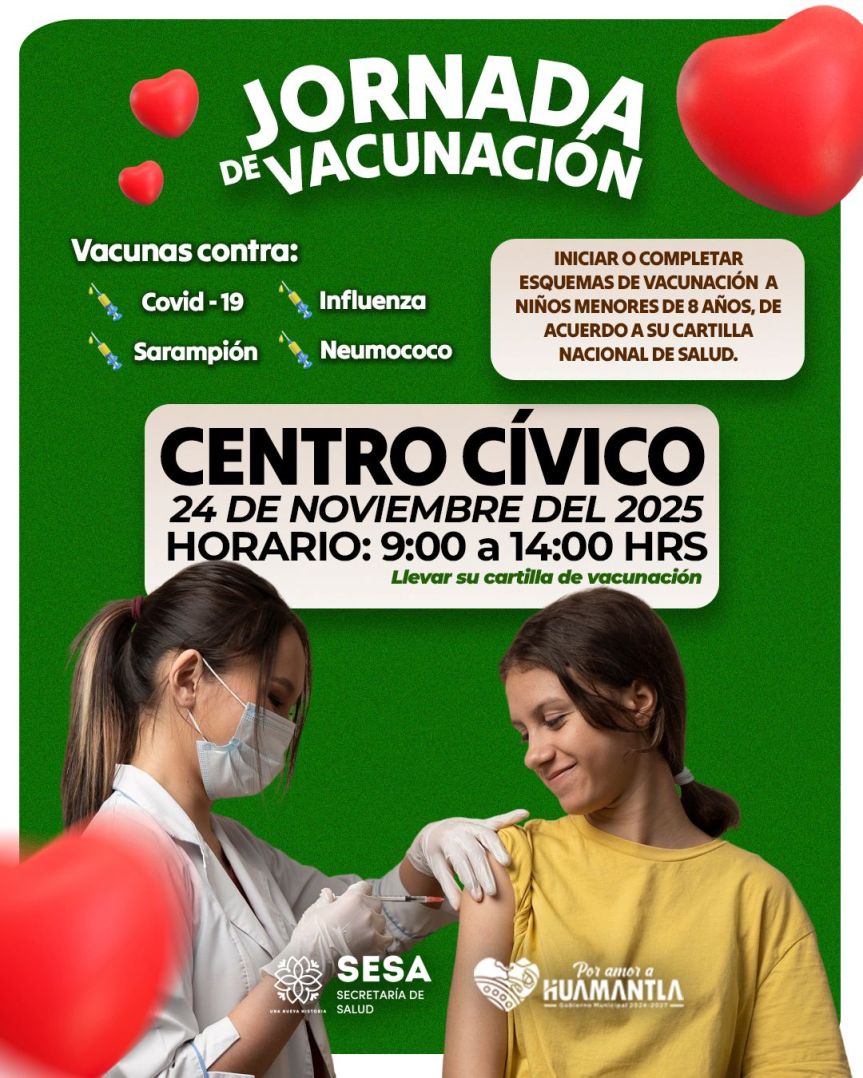 Huamantla invita a la jornada de Vacunación de Temporada Invernal en el Centro&nbsp;Cívico