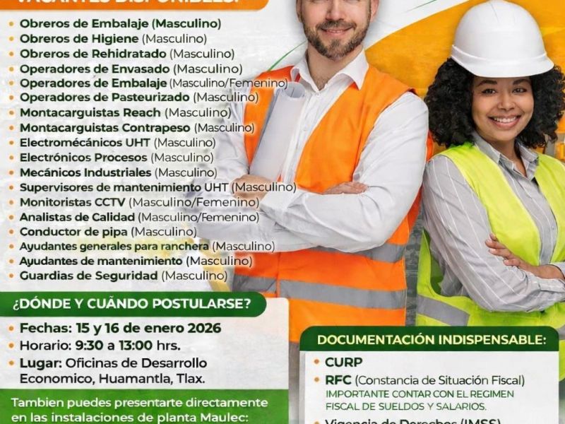 GOBIERNO DE HUAMANTLA ACERCA OPORTUNIDADES LABORALES A LA POBLACIÓN CON JORNADA DE RECLUTAMIENTO DE GRUPO&nbsp;MAULEC