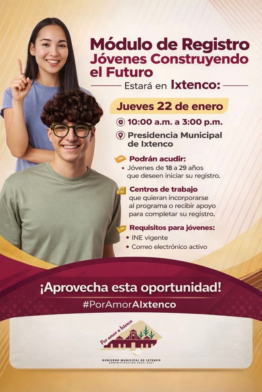 Llega la Oficina Móvil del programa Jóvenes Construyendo el Futuro a Ixtenco este 22 de&nbsp;enero