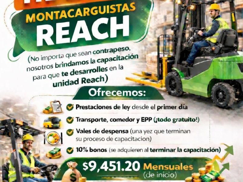 IMPULSA GOBIERNO DE HUAMANTLA RECLUTAMIENTO PARA MONTACARGUISTAS REACH ESTE 25 DE&nbsp;FEBRERO