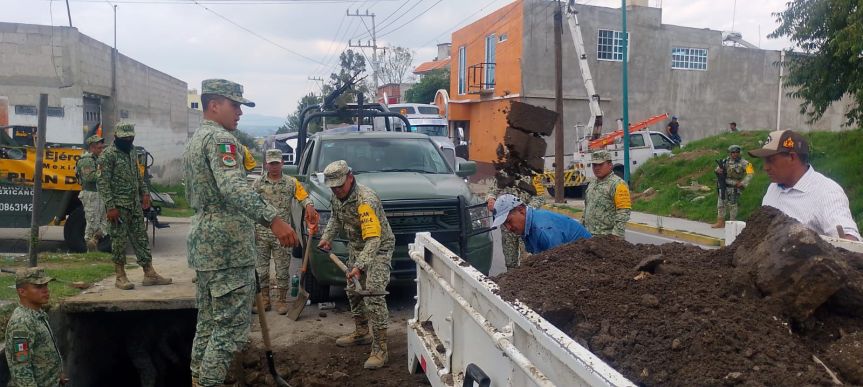 Reconoce Salvador Santos el apoyo de SEDENA y Guardia Nacional en labores preventivas y de limpieza en&nbsp;Huamantla