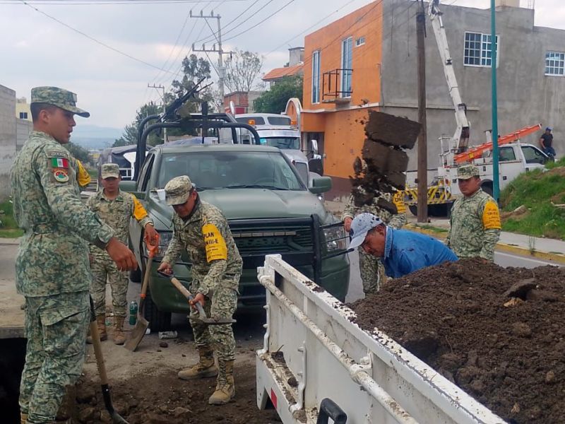 Reconoce Salvador Santos el apoyo de SEDENA y Guardia Nacional en labores preventivas y de limpieza en&nbsp;Huamantla