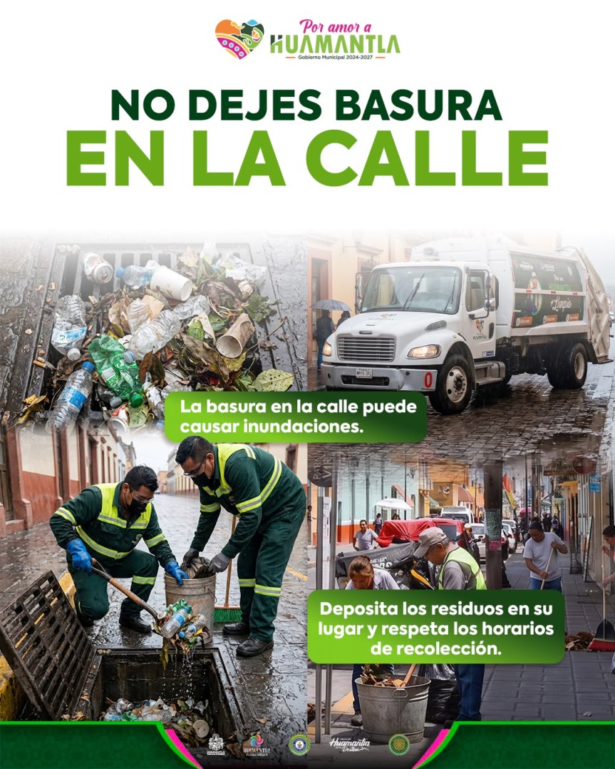 HUAMANTLA EXHORTA A NO DEJAR BASURA EN VIA PÚBLICA Y EVITAR ASÍ&nbsp;ENCHARCAMIENTOS