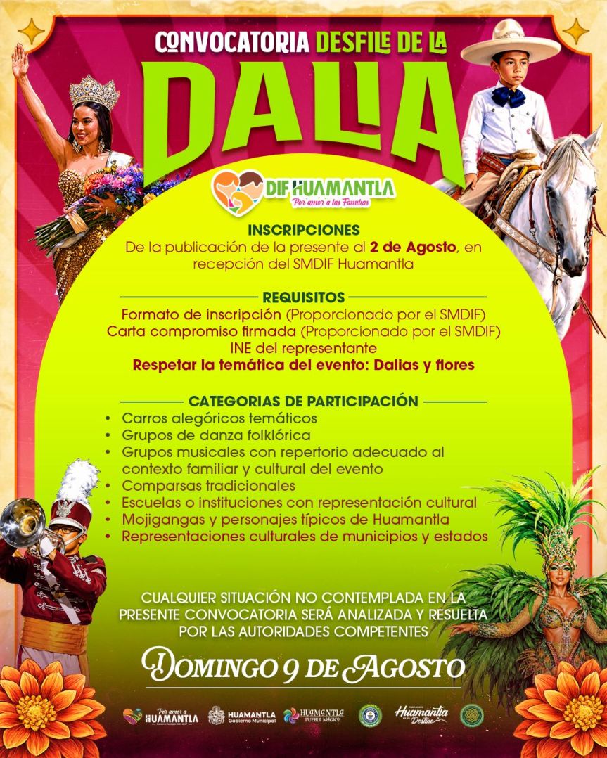 Huamantla convoca a participar en el Gran Desfile de la Dalia&nbsp;2026