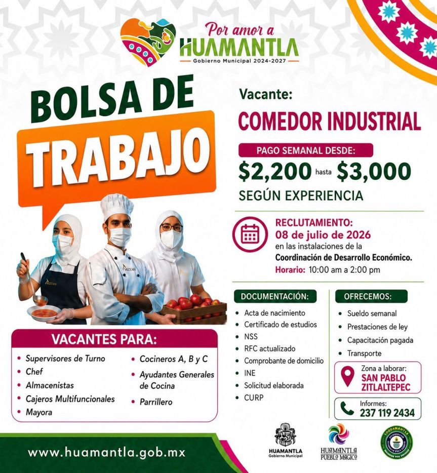 Gobierno de Huamantla impulsa oportunidades laborales con jornada de reclutamiento para comedor&nbsp;industrial