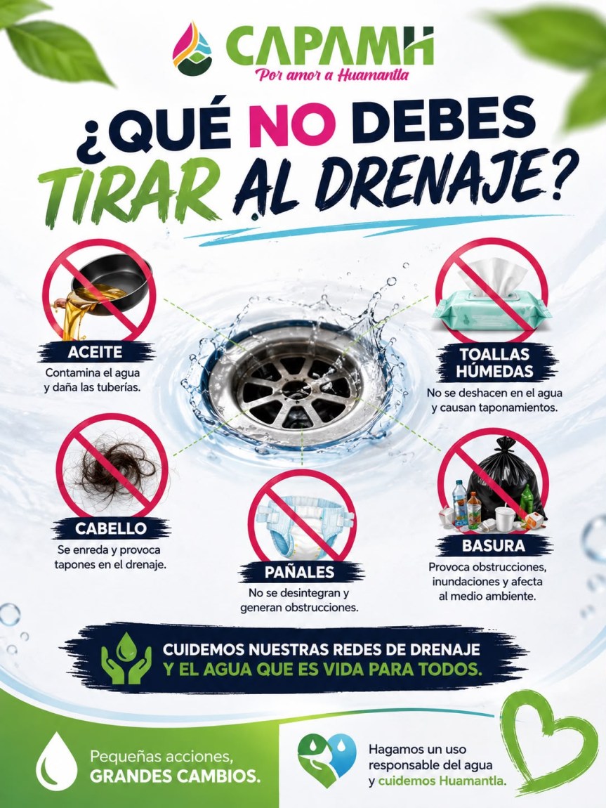 El drenaje no es un bote de&nbsp;basura.