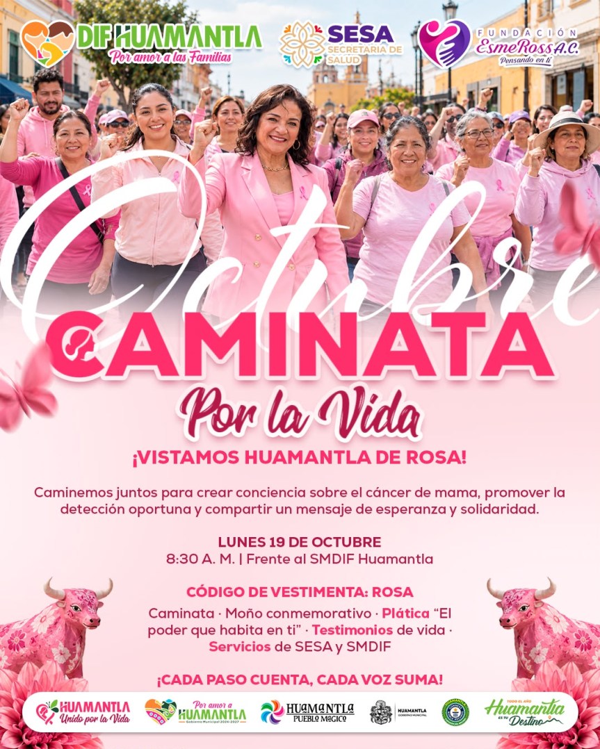 HUAMANTLA CAMINARÁ POR LA VIDA EN EL MARCO DEL DÍA MUNDIAL DE LA LUCHA CONTRA EL CÁNCER DE&nbsp;MAMA